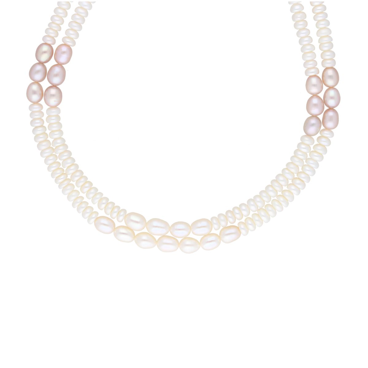 J Pearls 2 Line 5-6Mm Button Pearl Set - Real Pearl Jewelry