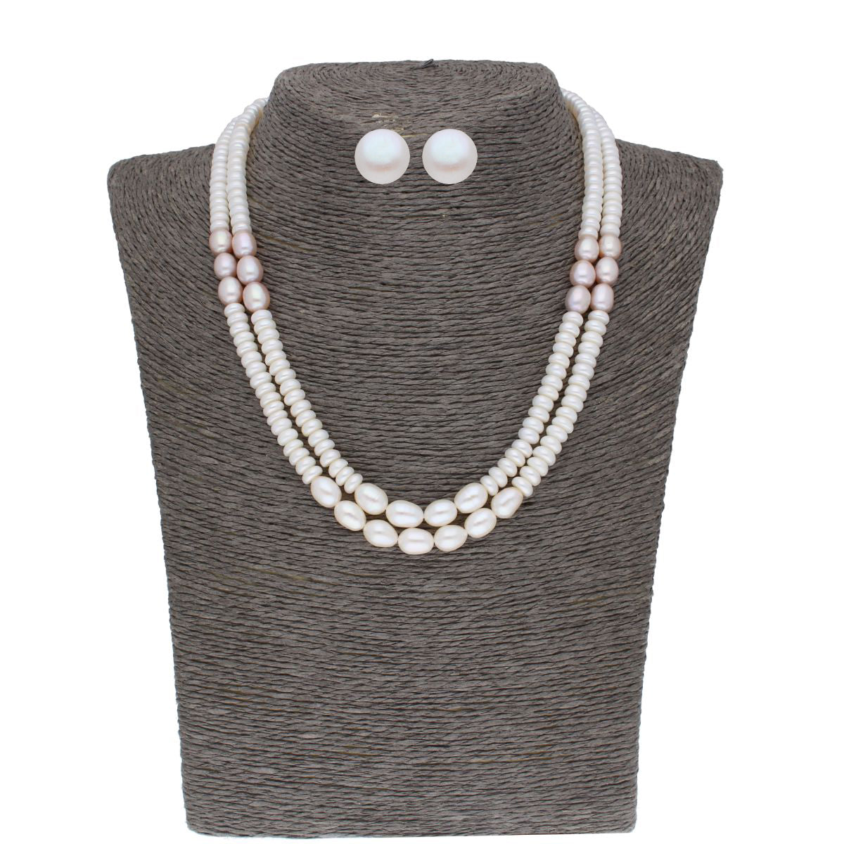 J Pearls 2 Line 5-6Mm Button Pearl Set - Real Pearl Jewelry