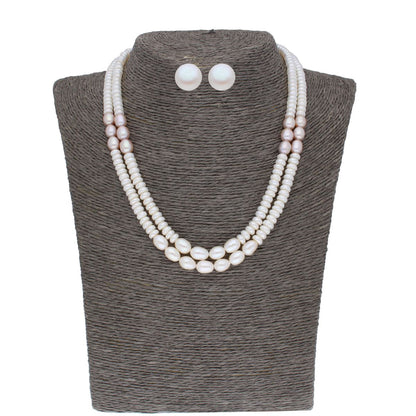 J Pearls 2 Line 5-6Mm Button Pearl Set - Real Pearl Jewelry