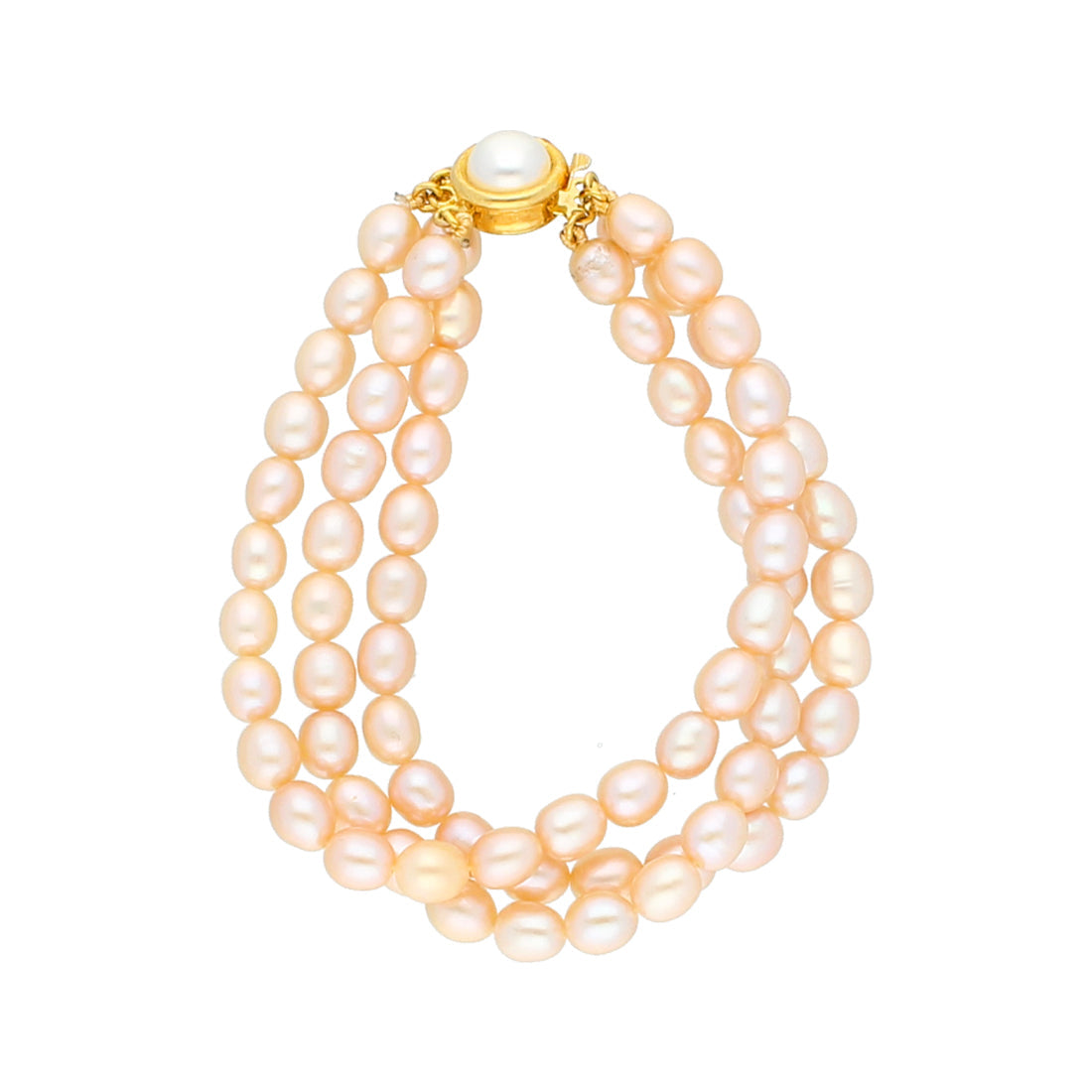 J Pearls 3 Line Fancy Pearl Bracelet - Real Pearl Jewelry