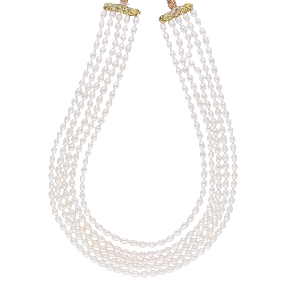 J Pearls 5 Line Plain Oval Pearl Set - Real Pearl Jewelry