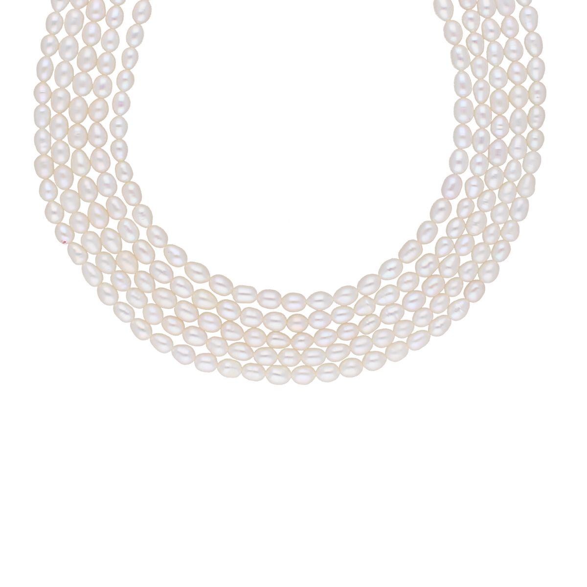 J Pearls 5 Line Plain Oval Pearl Set - Real Pearl Jewelry