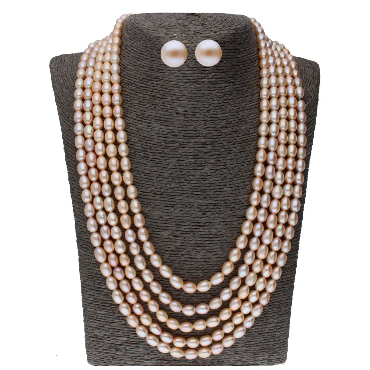 J Pearls 5 Line Oval Pearl Set - Real Pearl Jewelry
