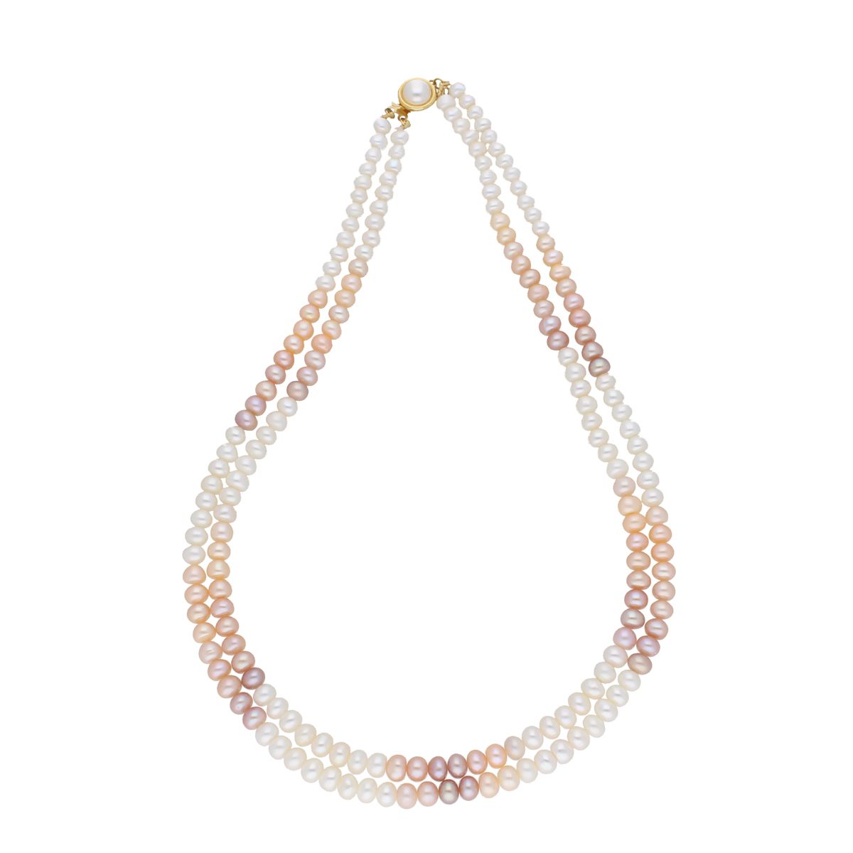 J Pearls 2 Line Mutli-Color Button Pearl Set - Real Pearl Jewelry