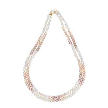 J Pearls 2 Line Mutli-Color Button Pearl Set - Real Pearl Jewelry