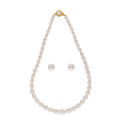 J Pearls White Graded Oval Pearl Necklace - Real Pearl Jewelry