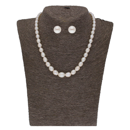 J Pearls White Graded Oval Pearl Necklace - Real Pearl Jewelry