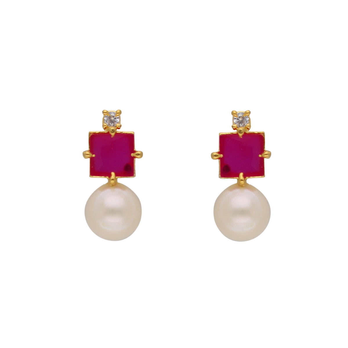 J Pearls Classic Red Pearl Pendant Set - Real Pearl Jewelry