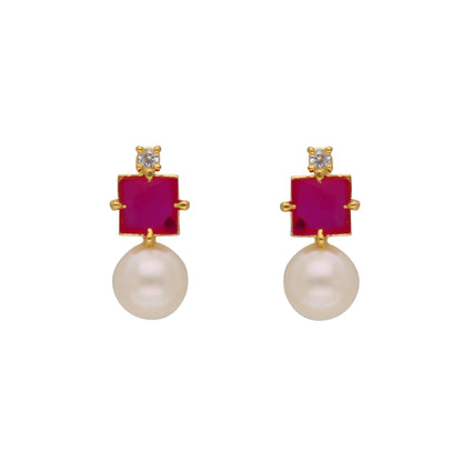 J Pearls Classic Red Pearl Pendant Set - Real Pearl Jewelry