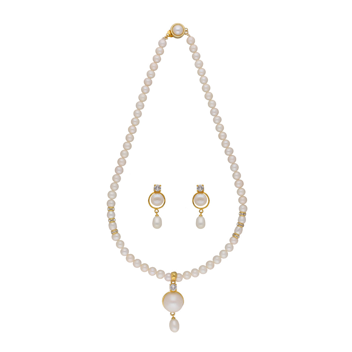 J Pearls Elegant Single Drop Pearl Set - Real Pearl Jewelry
