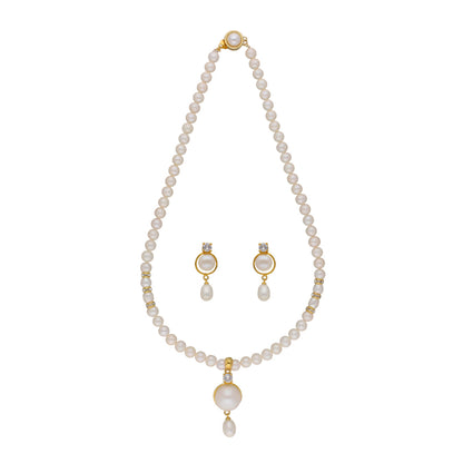J Pearls Elegant Single Drop Pearl Set - Real Pearl Jewelry