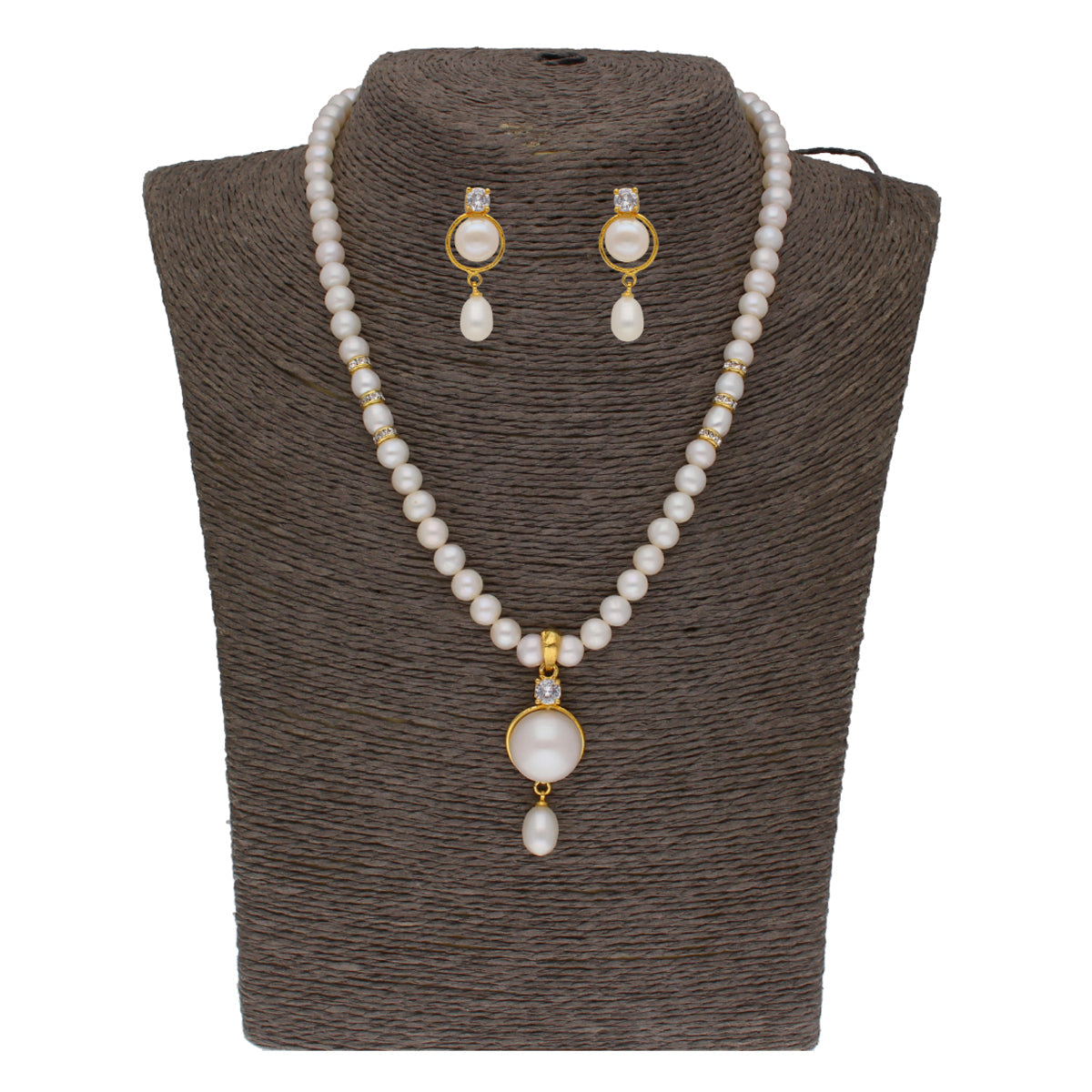 J Pearls Elegant Single Drop Pearl Set - Real Pearl Jewelry