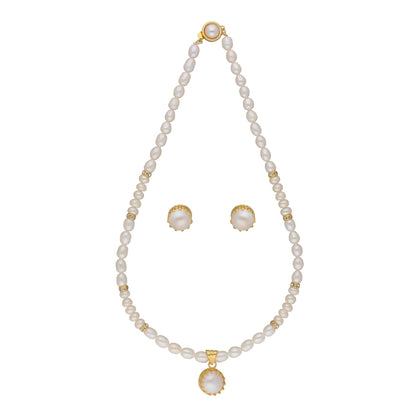 J Pearls Single String Fashionable Pearl Set - Real Pearl Jewelry
