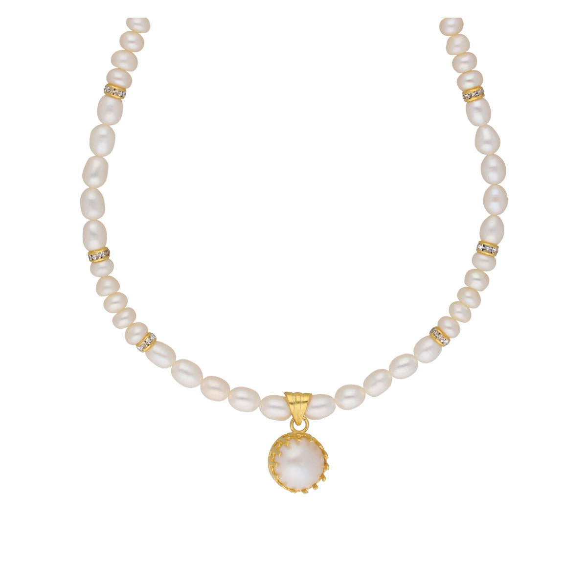 J Pearls Single String Fashionable Pearl Set - Real Pearl Jewelry