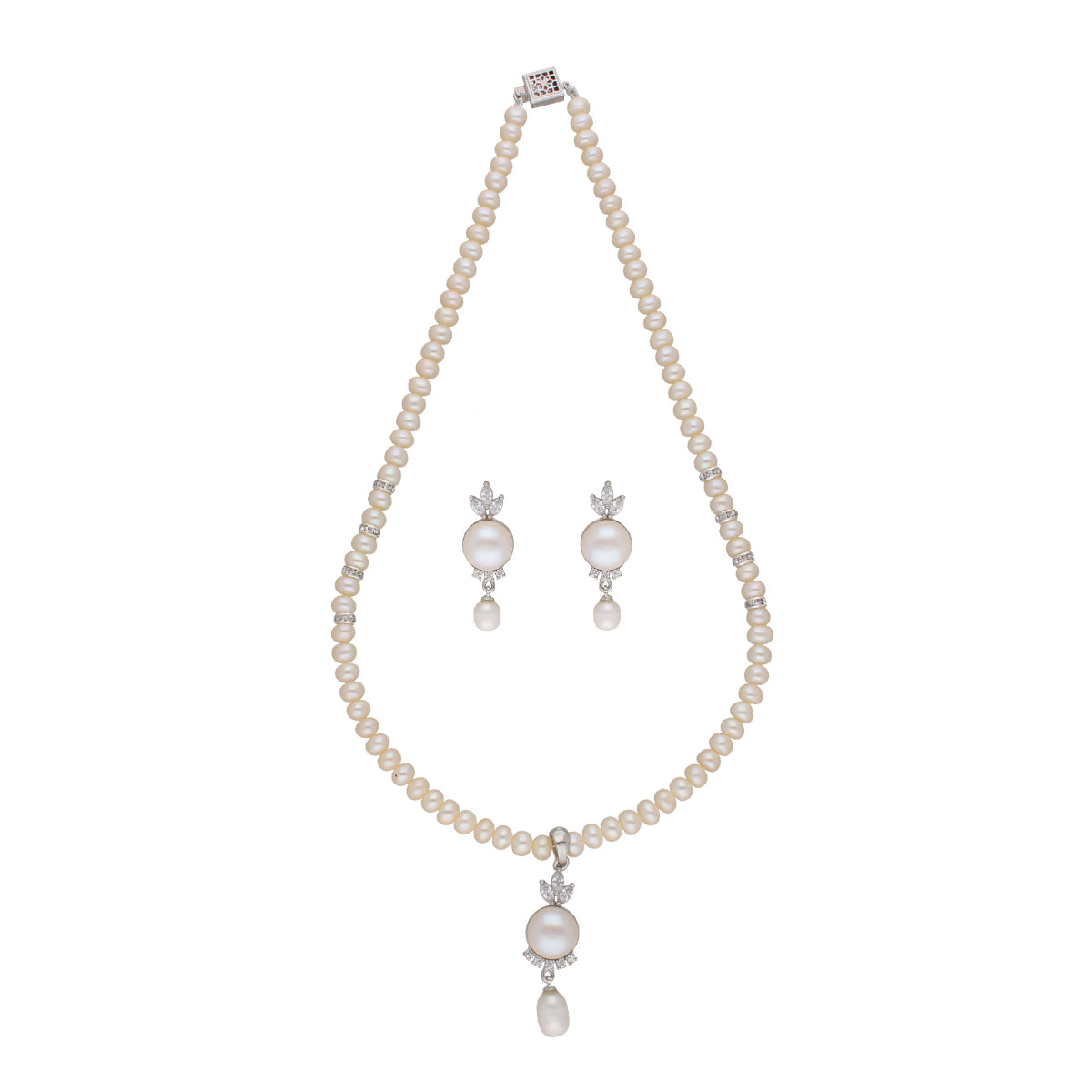 J Pearls Fashionable Pearl Pendant Set - Real Pearl Jewelry