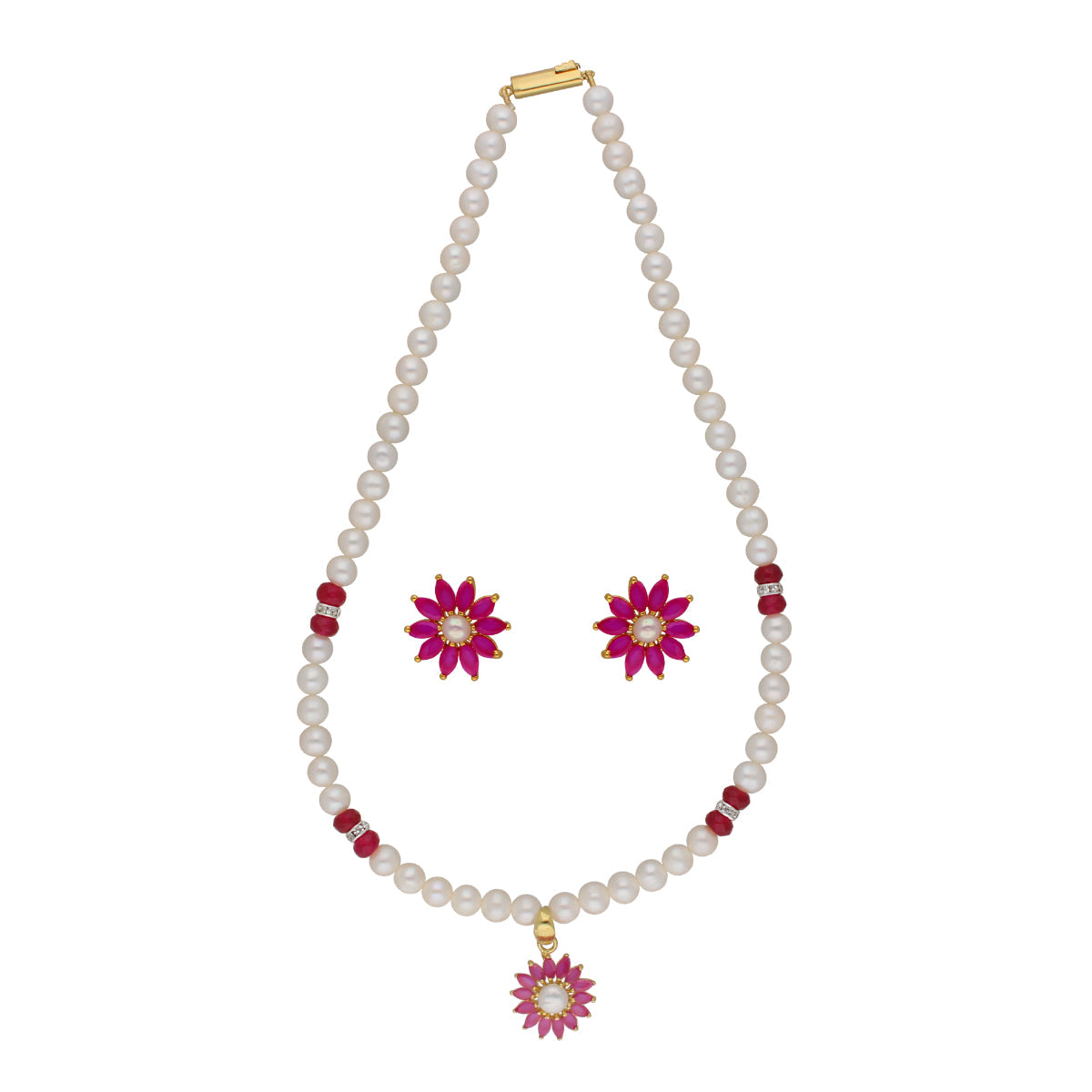 J Pearls Navishka 1 Line Pearl Sets - Real Pearl Jewelry