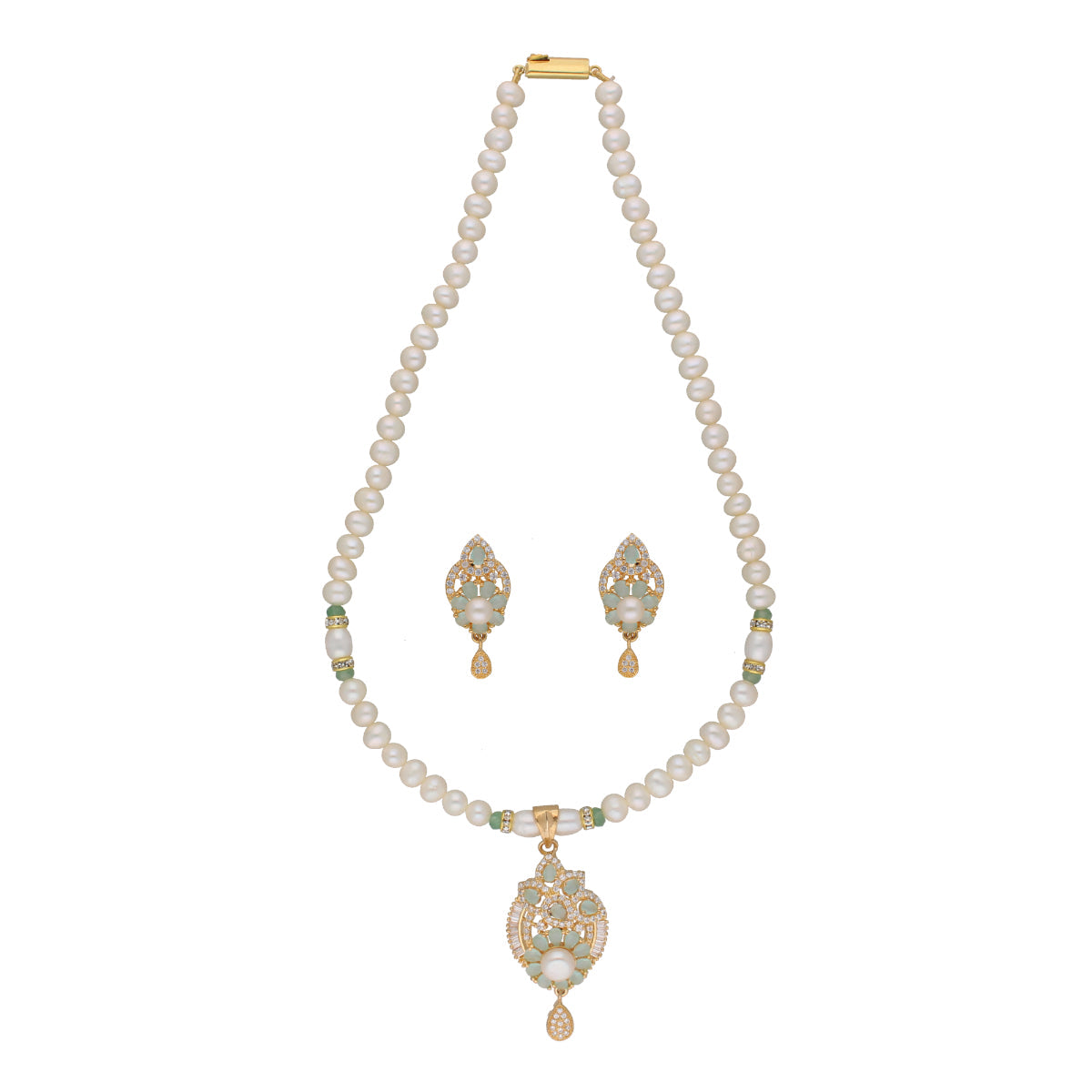 J Pearls Jhanvi 1 Line Pearl Sets - Real Pearl Jewelry