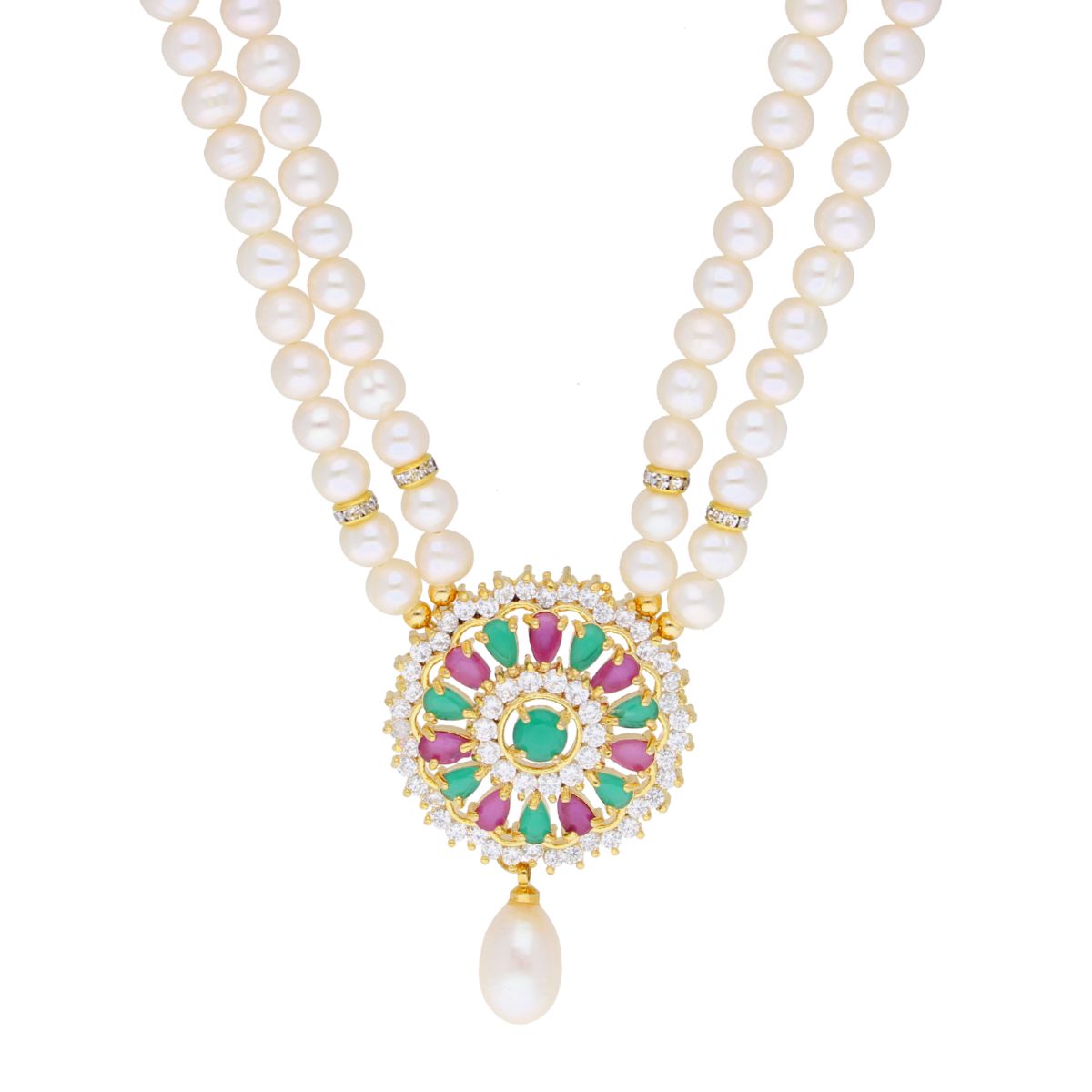 J Pearls Abeedha Pearl Set - Real Pearl Jewelry