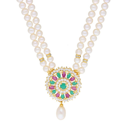 J Pearls Abeedha Pearl Set - Real Pearl Jewelry