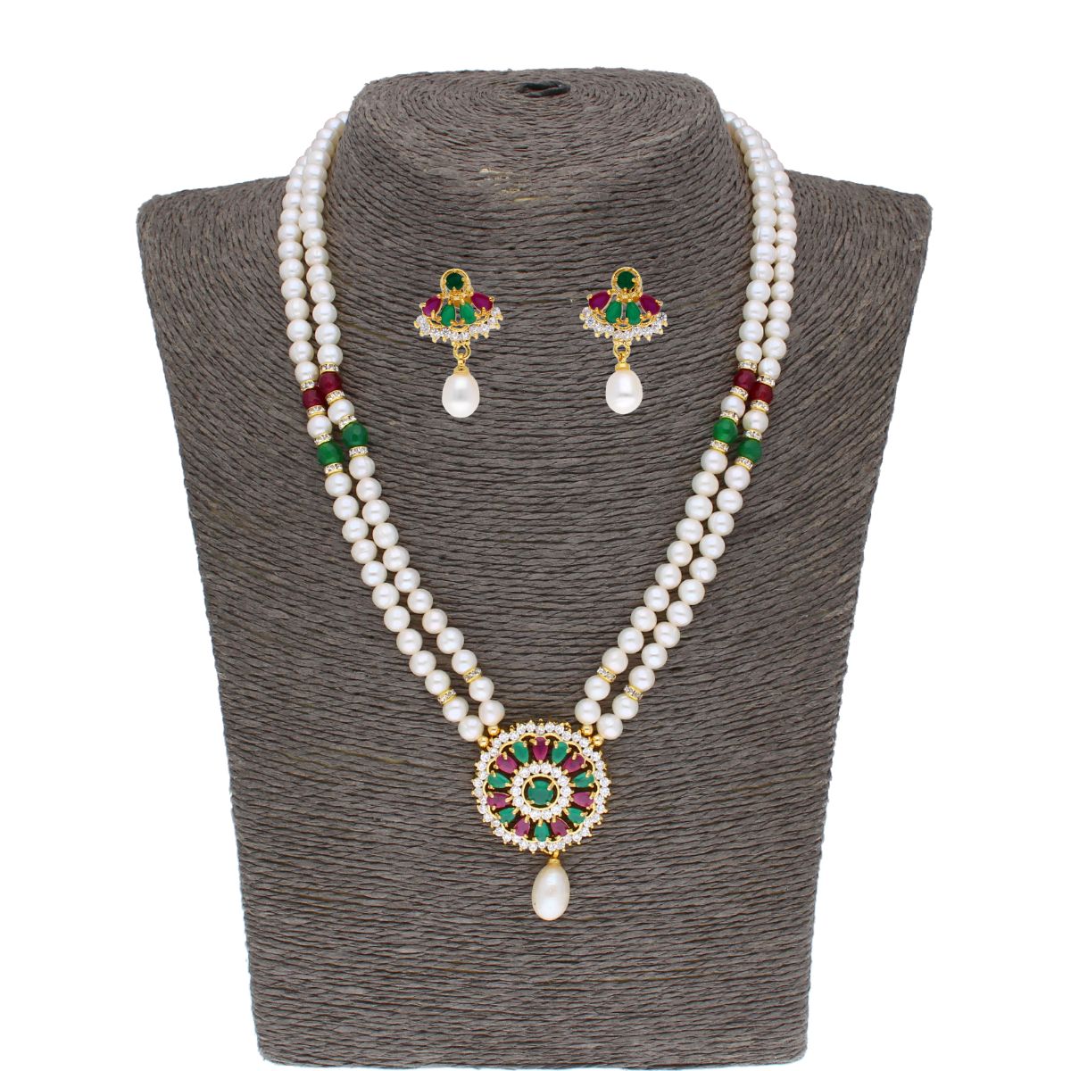 J Pearls Abeedha Pearl Set - Real Pearl Jewelry