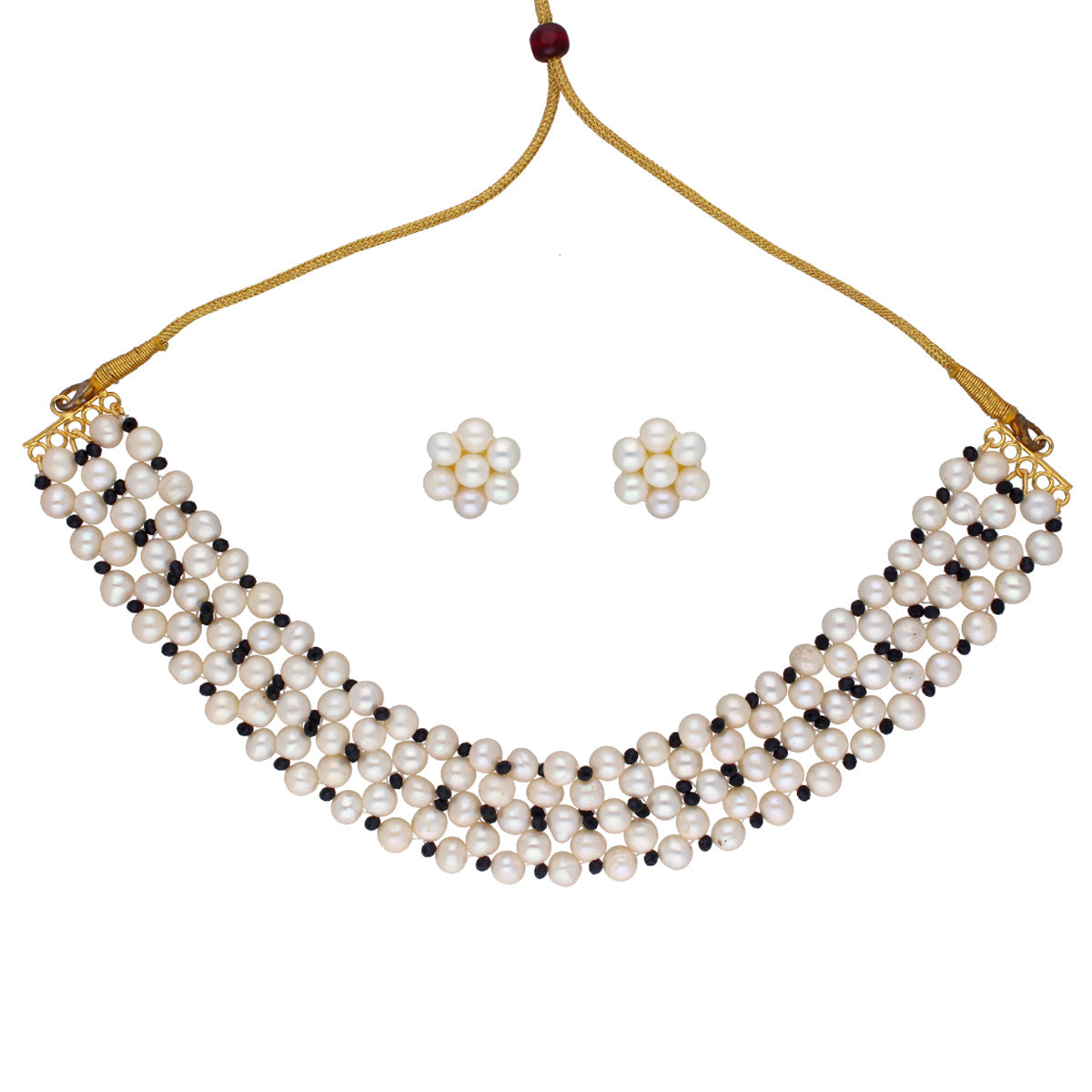 J Pearls Tulsi 1 Line Pearl Choker - Real Pearl Jewelry