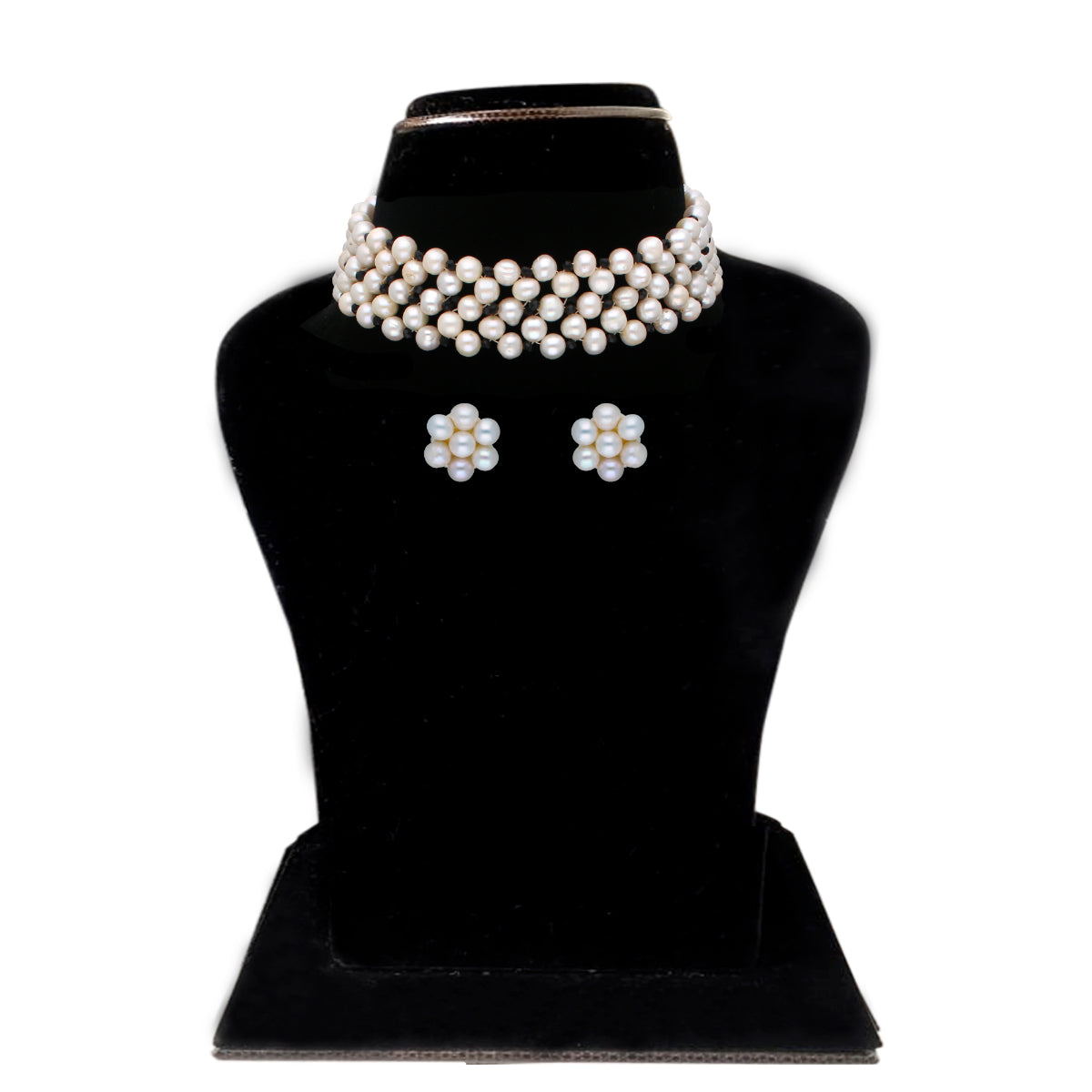 J Pearls Tulsi 1 Line Pearl Choker - Real Pearl Jewelry