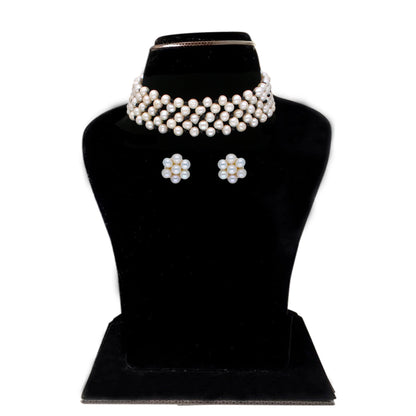 J Pearls Tulsi 1 Line Pearl Choker - Real Pearl Jewelry