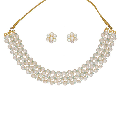 J Pearls Navishka 1 Line Pearl Choker - Real Pearl Jewelry