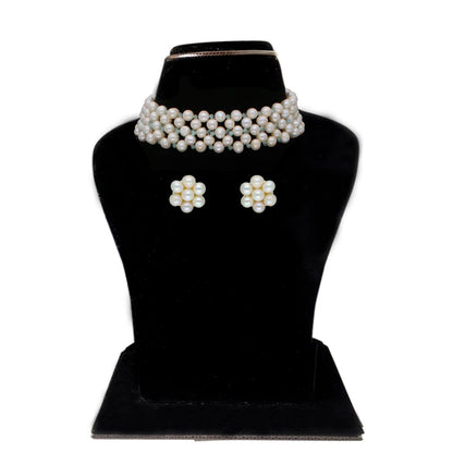 J Pearls Navishka 1 Line Pearl Choker - Real Pearl Jewelry