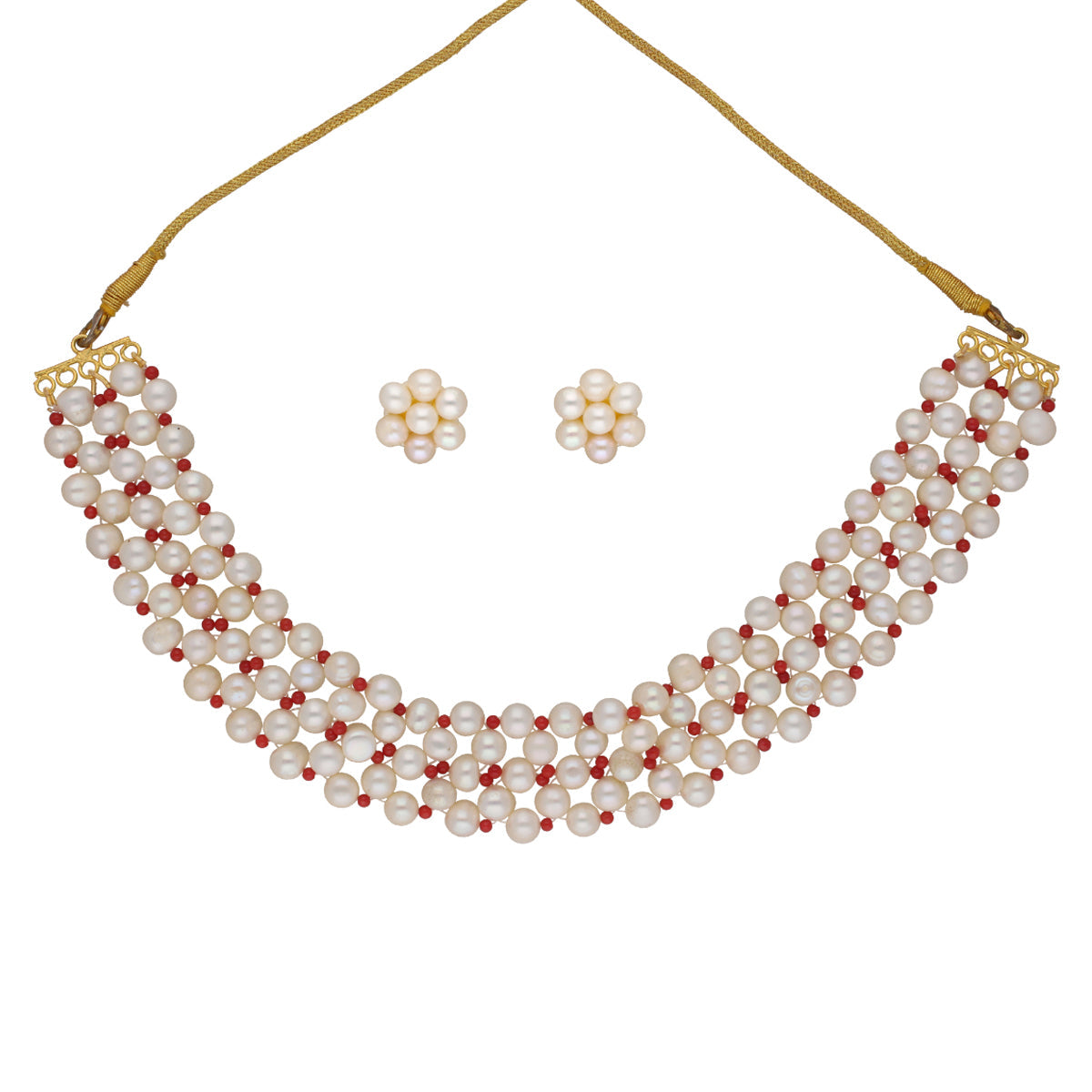 J Pearls Eeshta 1 Line Pearl Choker - Real Pearl Jewelry