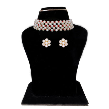 J Pearls Eeshta 1 Line Pearl Choker - Real Pearl Jewelry
