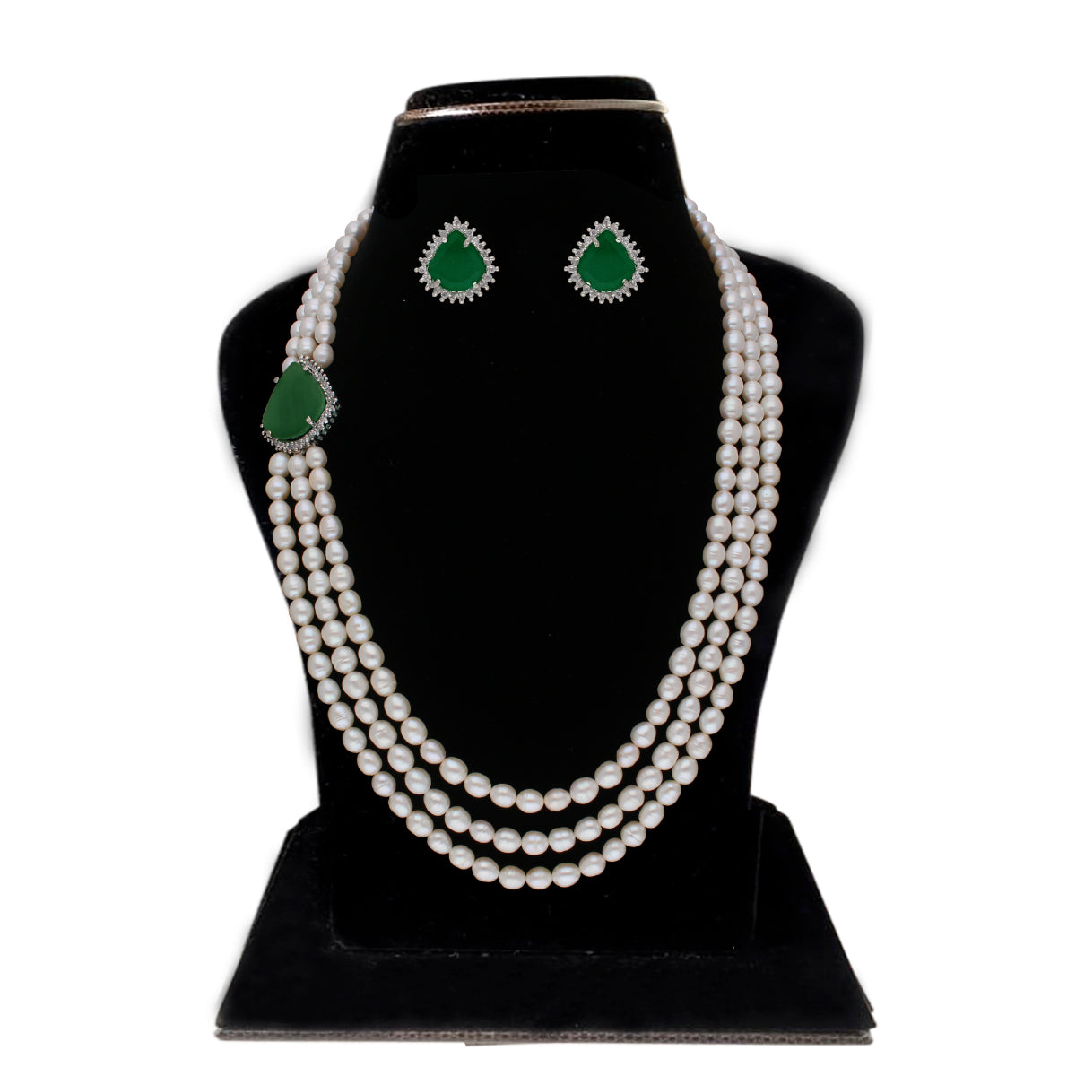 J Pearls Badari 3 Lines Pearl Set - Real Pearl Jewelry