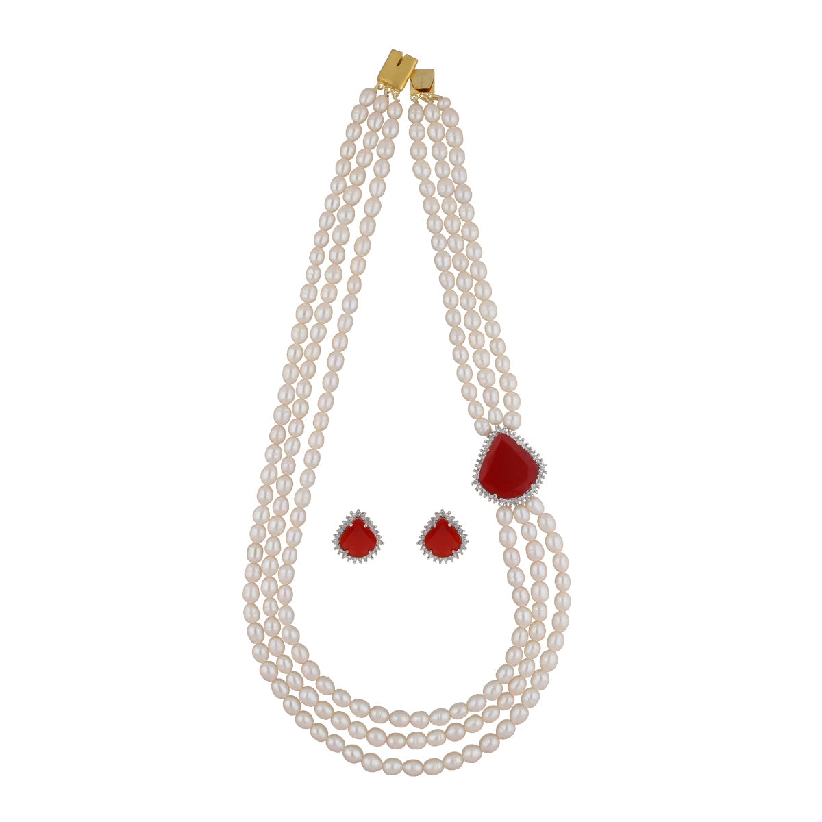 J Pearls Dheera 3 Lines Pearl Choker - Real Pearl Jewelry