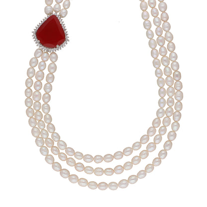 J Pearls Dheera 3 Lines Pearl Choker - Real Pearl Jewelry