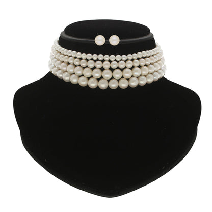 J Pearls Naira 4 Lines Pearl Choker Set