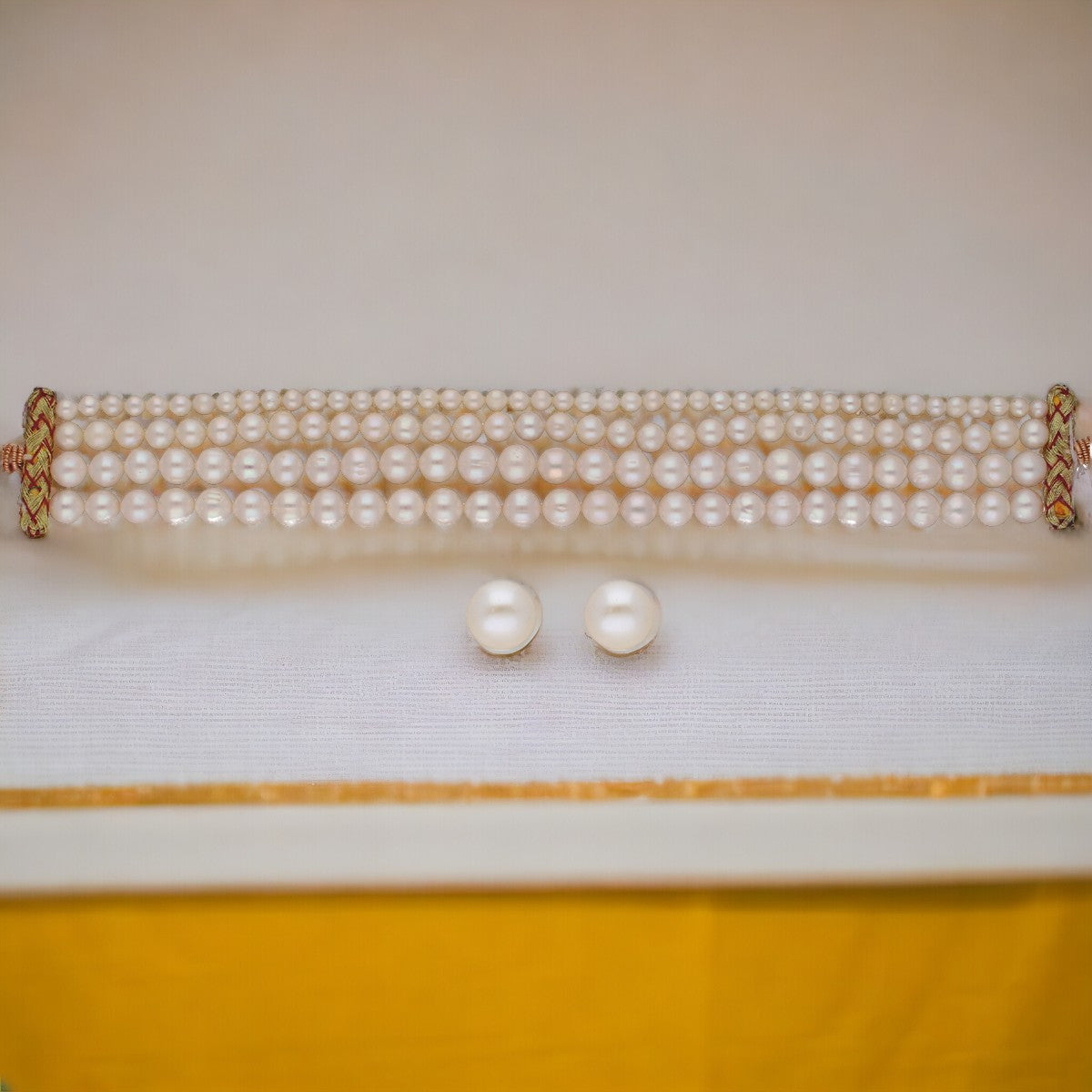 J Pearls Naira 4 Lines Pearl Choker Set
