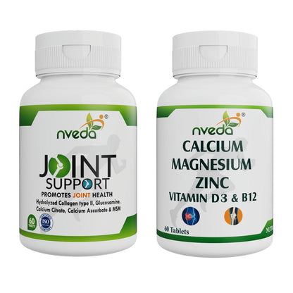 Nveda Combo Pack of Joint Support  & Calcium , Magnesium, Zinc, Vit D & B12