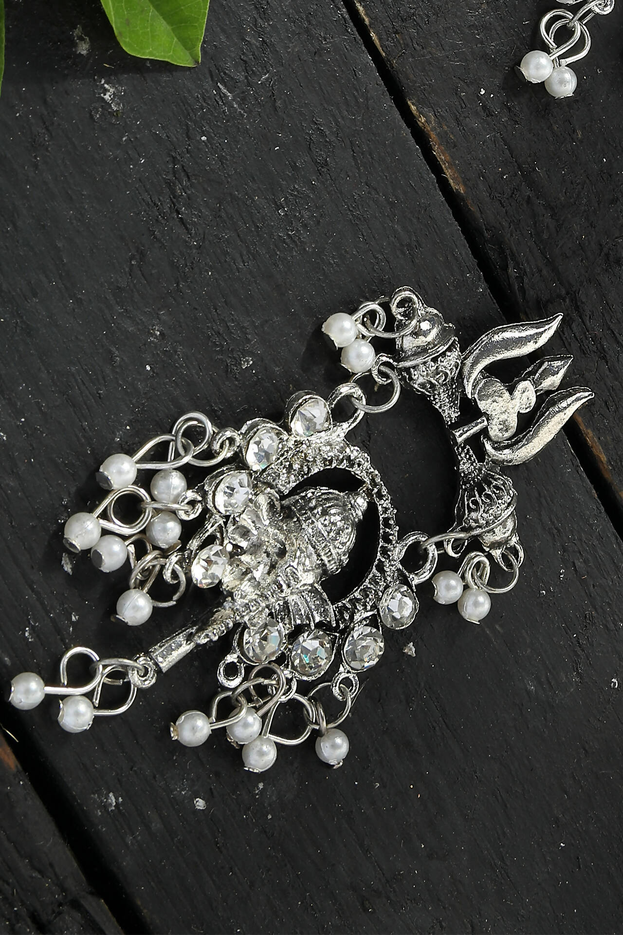 Mominos Fashion Johar Kamal Oxidised Silver-Plated Ganesha Design Necklace Choker Set