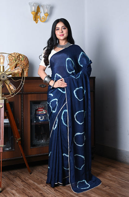 Morchari Chiffon Saree (Tie & Dye) - Blue
