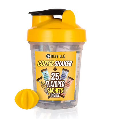 Bevzilla 25 Flavoured Coffee Sachets + Shaker