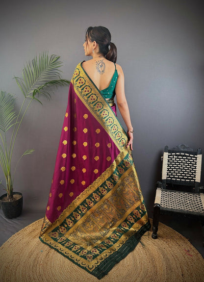 Joban Fashion Green Butti Banarasi Silk Sarees