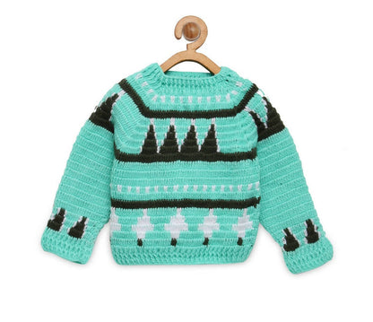 Chutput Kids Green Coloured Solid Pullover with Field Detail