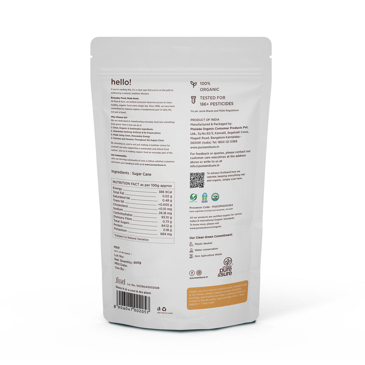 Pure & Sure Organic Jaggery Powder