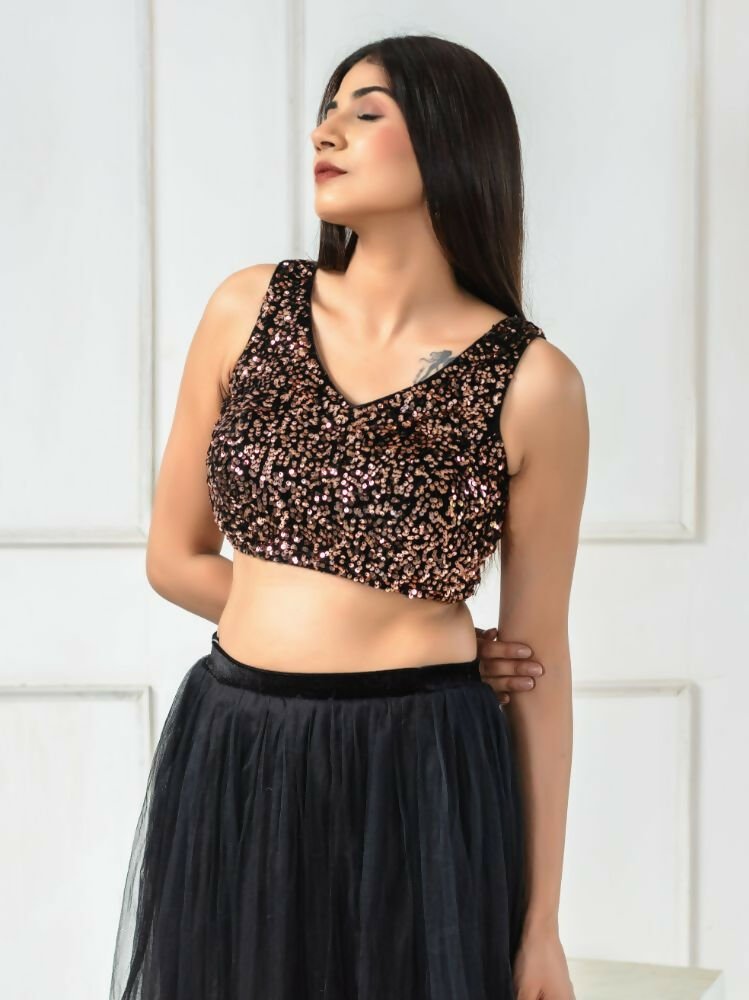 Amodini Designer Studio Women's Velvet Copper Sleeveless Blouse
