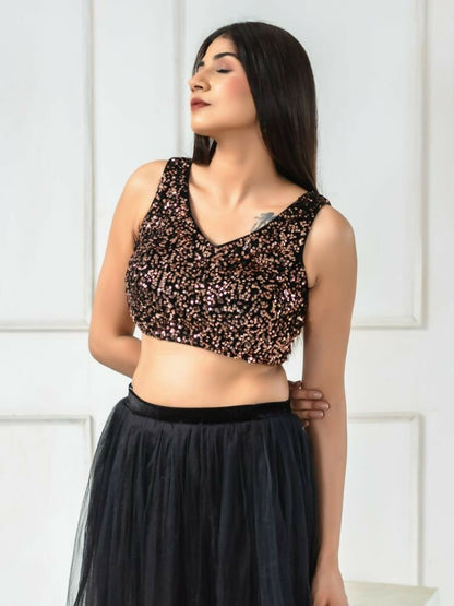 Amodini Designer Studio Women's Velvet Copper Sleeveless Blouse