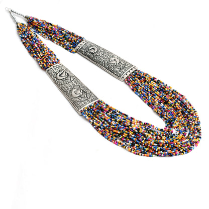 Mominos Fashion Johar Kamal Oxidised Multi Beads Long Statement Necklace For Women