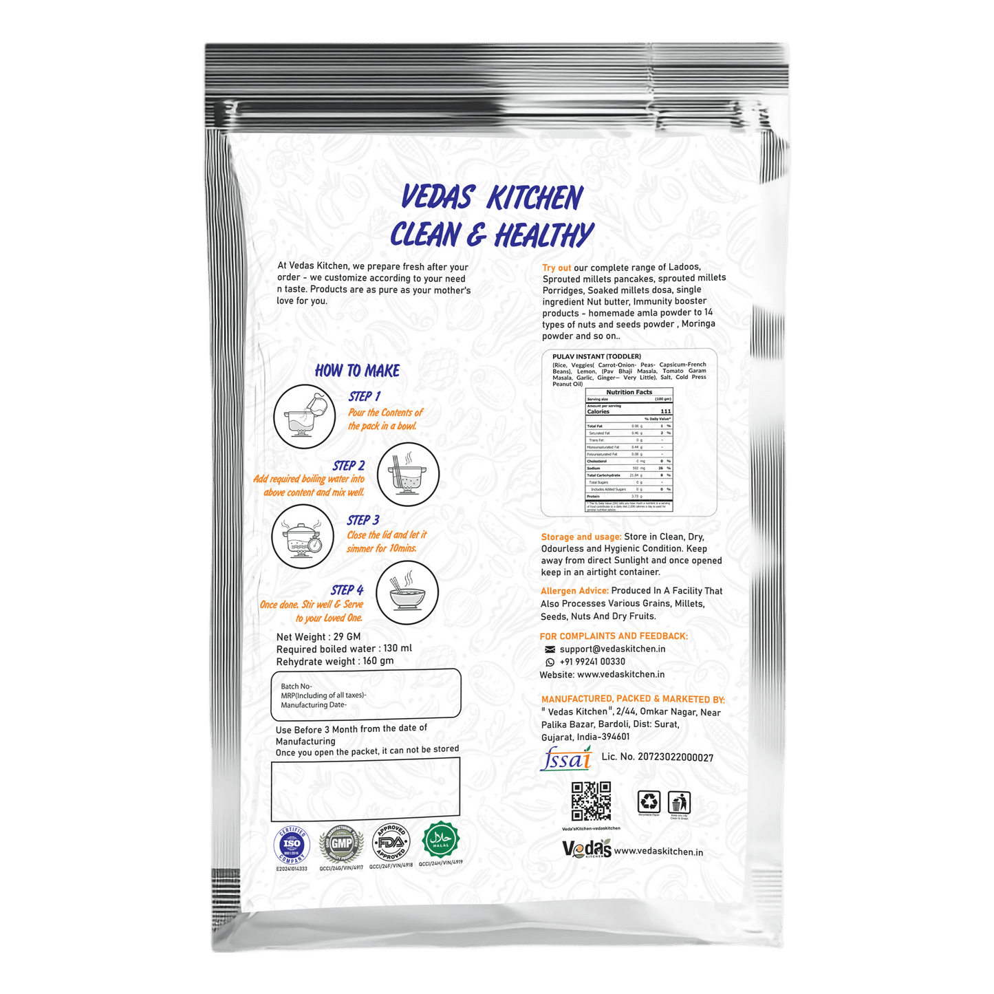 Vedas Kitchen Pulav Instant (Toddlers)