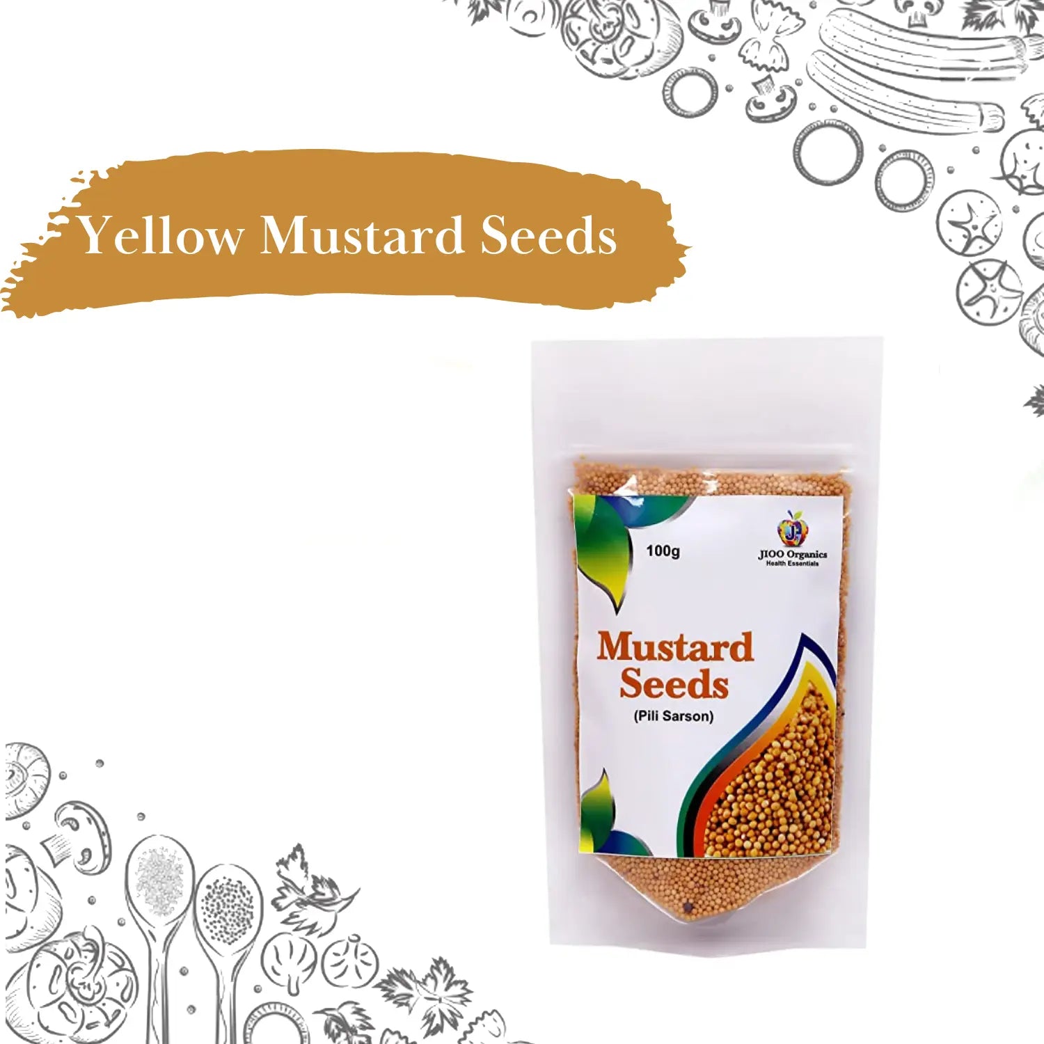 Jioo Organics Yellow Mustard Seeds(Peeli Sarson) - 100 gms