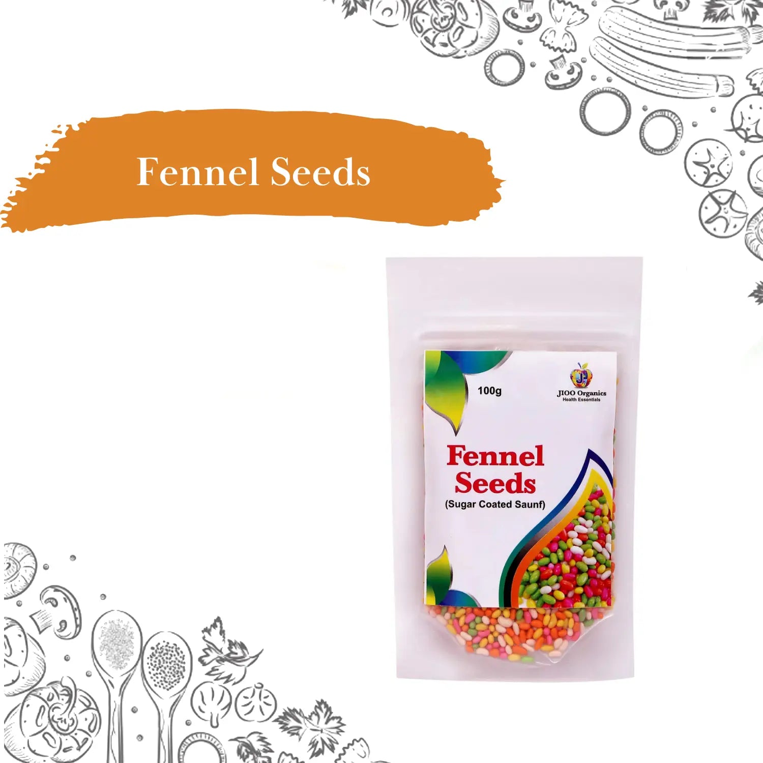 Jioo Organics Fennel Seeds(Sugar Coated Saunf) - 100 gms