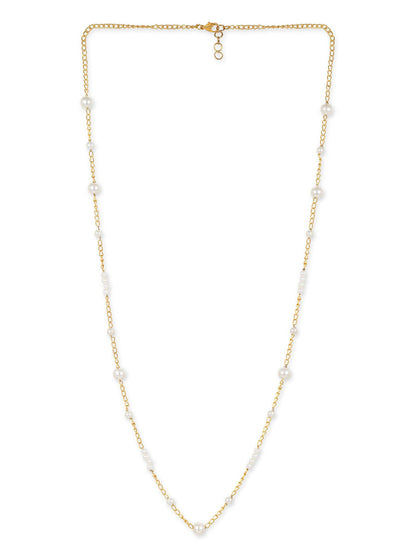 Gold-Toned White Brass Gold-Polished Necklace - Ruby Raang